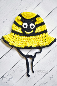 Crochet Bumblebee Sun Hat - All Sizes by My Merry Messy Life
