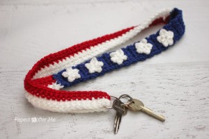 Crochet Stars and Stripes Lanyard by Repeat Crafter Me
