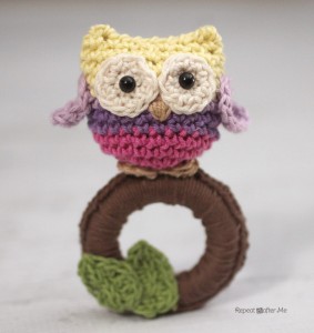 Crochet Owl Ring Baby Toy ~ Repeat Crafter Me