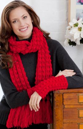 Lacy Bobble Scarf and Wristlets ~ FREE Crochet Pattern