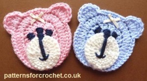 Teddy Bear Face Applique by Patterns For Crochet