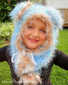Beautiful Blue Bear Hood by Jennifer Gregory of Niftynnifer's Crochet & Crafts