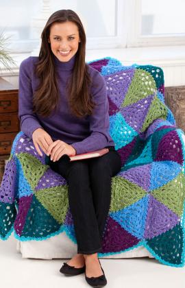 Vibrant Granny Triangles Throw ~ Katherine Eng - Red Heart
