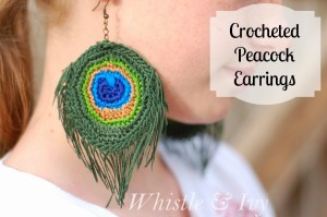 Crocheted Peacock Earrings by Whistle & Ivy
