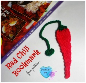 Red Chili Bookmark by Erangi Udeshika of Crochet For You