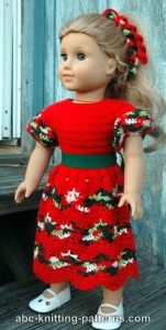 American Girl Doll Perfect Christmas Dress ~ ABC Knitting Patterns