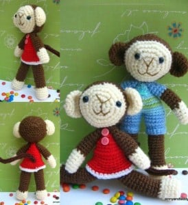 Two Monkey Amigurumi ~ Jenny and Teddy