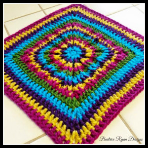 Rainbow Burst Reversible Crochet Granny Square by Beatrice Ryan Designs