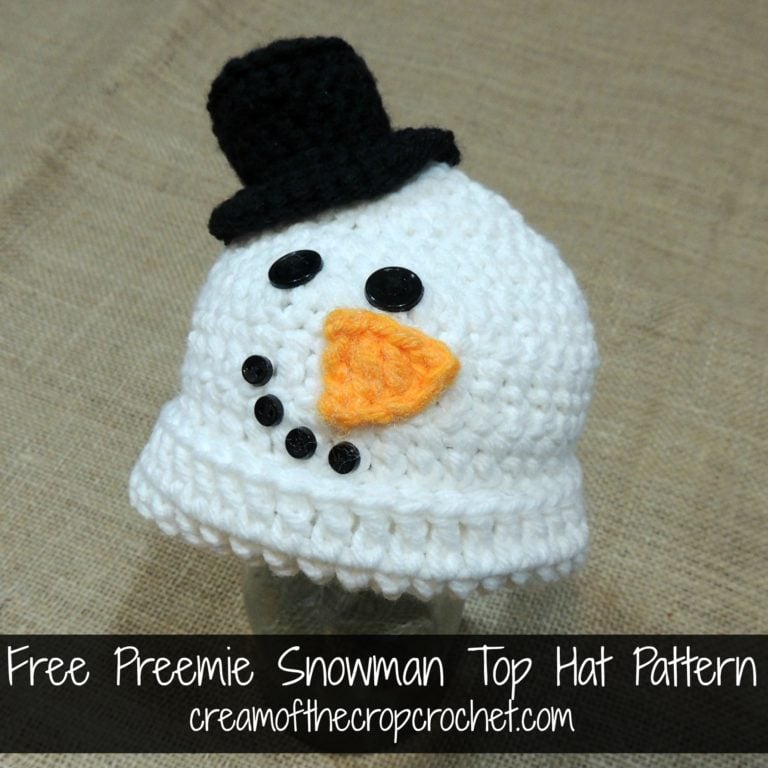 Preemie Snowman Top Hat FREE Crochet Pattern