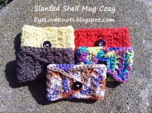 Crochet Slanted Shell Coffee Mug Cozy ~ Alexandra Richards - EyeLoveKnots