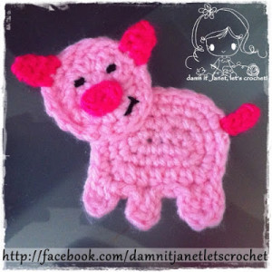 Piggy Applique ~ Damn it Janet, Let's Crochet!