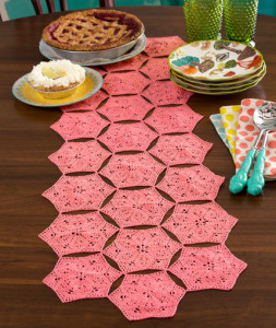 Flower and Fan Table Runner ~ Red Heart