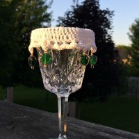 Lacy Beaded Wine Glass Cover ~ Oombawka Design
