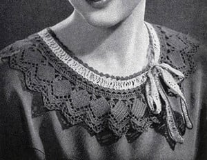 Green Collar with Ecru Trim ~ Free Vintage Crochet