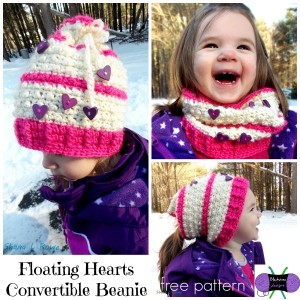 Floating Hearts Convertible Beanie ~ Sonya Blackstone - Cre8tion Crochet