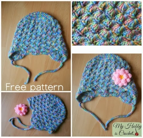 Shells Baby Hat with Ear Flaps by My Hobby is Crochet