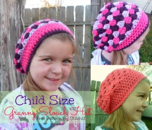 Child Size Granny Slouch Hat by Stitch11