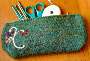 Felted Hook / Pencil Case by Petals to Picots