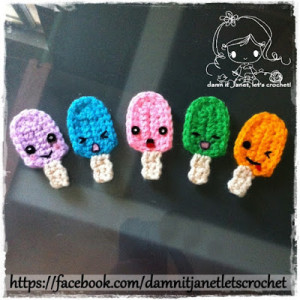 Ice Cream Popsicles Applique by Damn it Janet, Let's Crochet