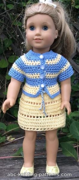 ABC Knitting Patterns - American Girl Doll Seashell Summer Skirt