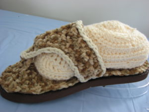 Print Sandal with Toe Divide by Donna's Crochet Designs