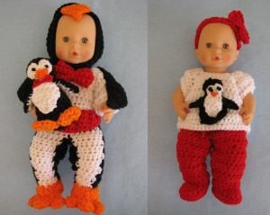 Everyday Outfit and Penguin Costume for Dolls by Donna Collinsworth of Donna's Crochet Designs