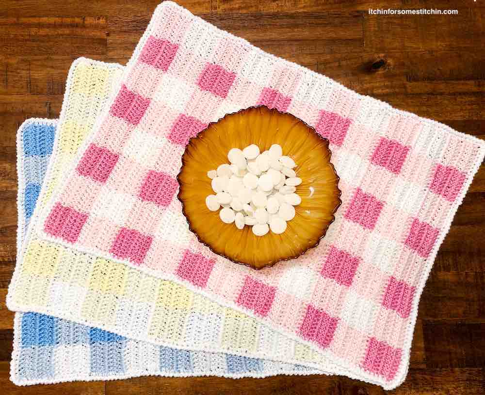 Spring Gingham Placemats Crochet Pattern Bonanza
