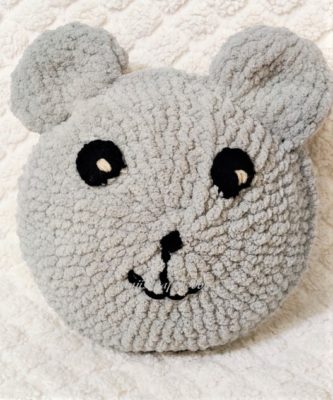 Teddy Bear Crochet Pillow by rajiscrafthobby