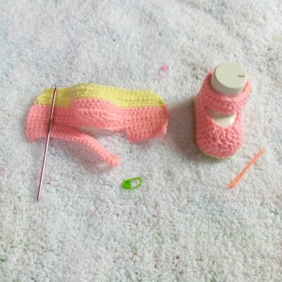 Baby Girl Booties Worked Flat by Toyslab Creations