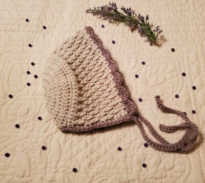 Crochet Alpine Baby Bonnet by Toyslab Creations.