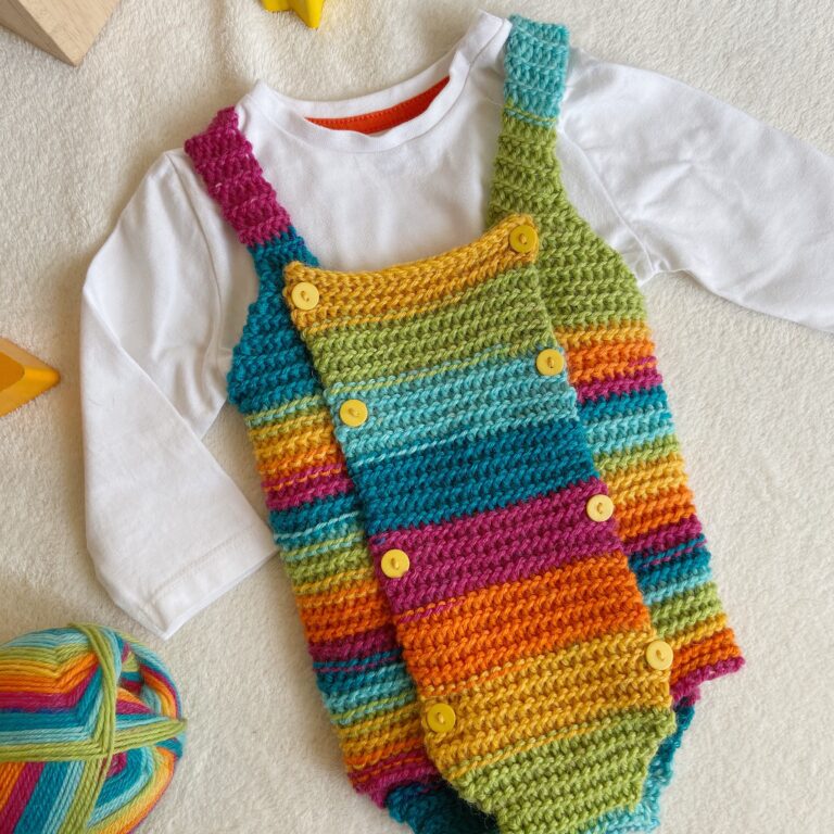 Crochet Bobble Stitch Baby Romper