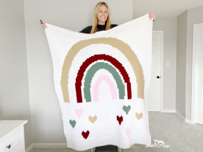 c2c Falling Hearts Rainbow Blanket by Melissa Hassler from Lovable Loops.