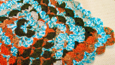 Crochet Shell In The Rounds Square Blanket by rajiscrafthobby.