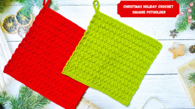 Christmas Holiday Crochet Square Potholder by rajiscrafthobby