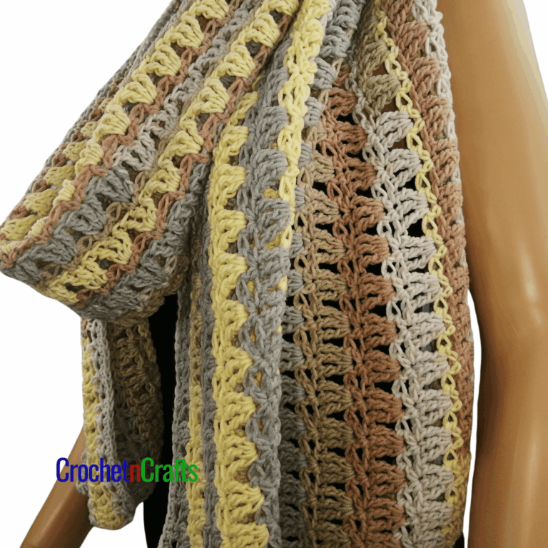 Crochet-Shawl-Pattern-Hdc-v-st-and-tr by CrochetNCrafts