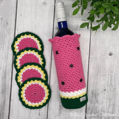 Watermelon Wine Cozy Set by The Crochet Village