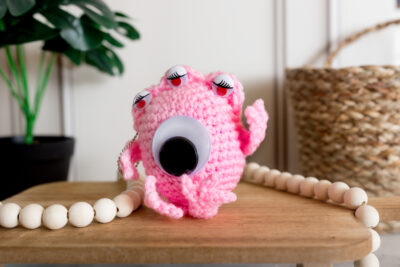 Pink Monster Keychain by Lisa Ferrel/My Fingers Fly