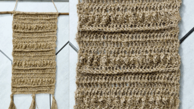 Simple Country Side Crochet Jute Wall Hanging by rajiscrafthobby