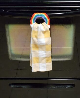Rainbow Towel Holder by Lisa Ferrel/My Fingers Fly