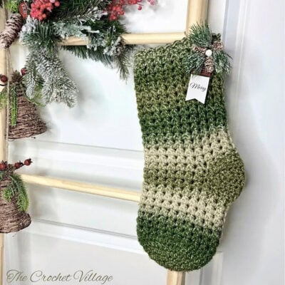 Evergreen Christmas Stocking by The Crochet Village