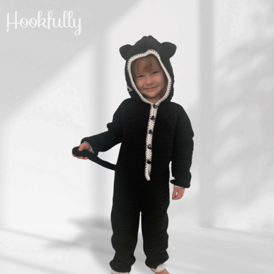 Black Cat Kids Onesie by Hookfully