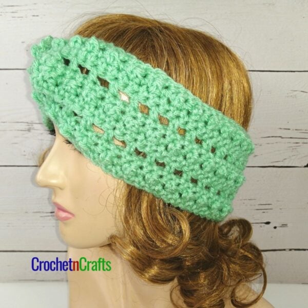 Bead and Lace Twist Crochet Ear Warmer by CrochetNCrafts