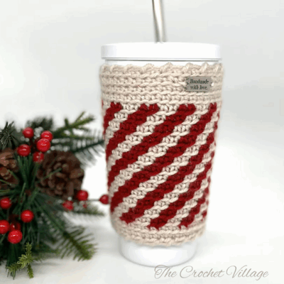 Peppermint Cup Cozy by The Crochet Village