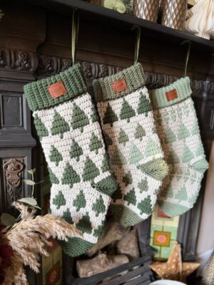 Twinkling Trees Stocking by Hannah Cross from HanJan Crochet