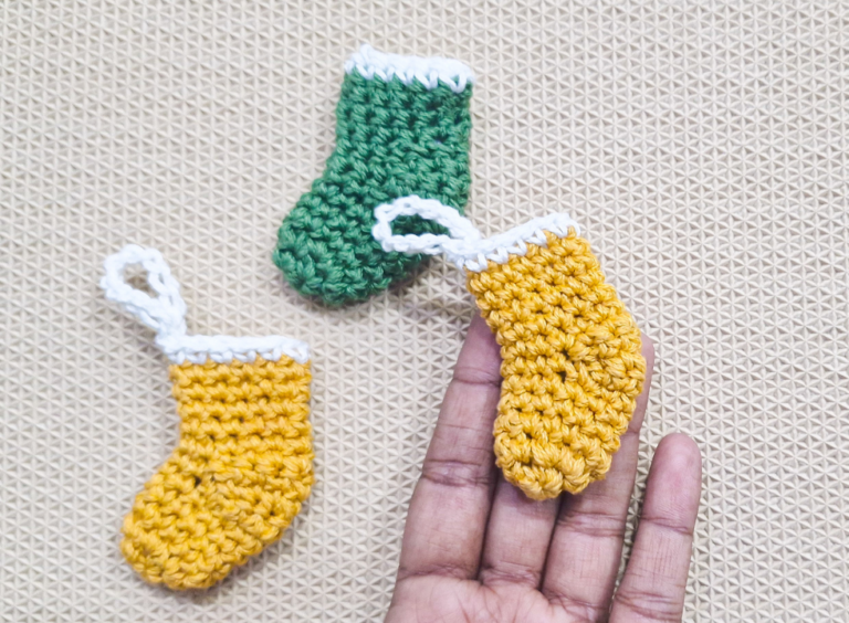 Easy Crochet Mini Christmas Stocking Ornament
