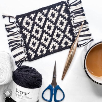 Dazzling Diamonds Crochet Coaster by Ashley Parker / The Loopy Lamb