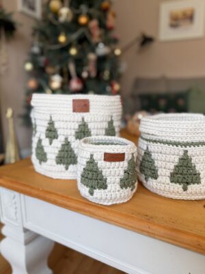 Twinkling Trees Baskets by Hannah Cross from HanJan Crochet
