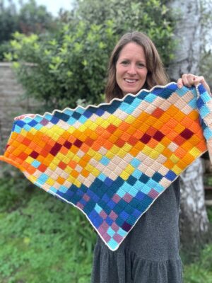 Tunisian Entrelac Temperature Shawl by Gemma Williams from Concrete Gems