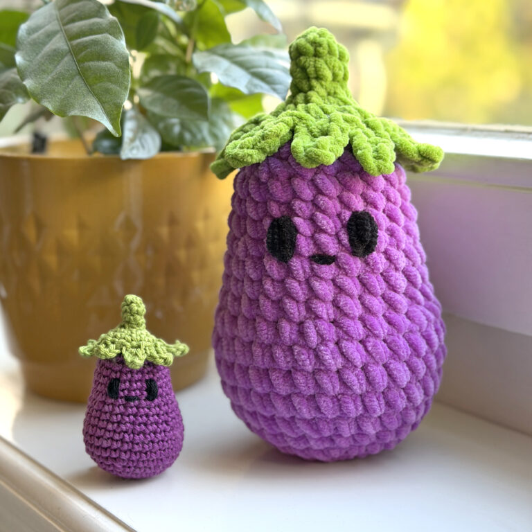 Cute Eggplant Amigurumi Crochet Pattern