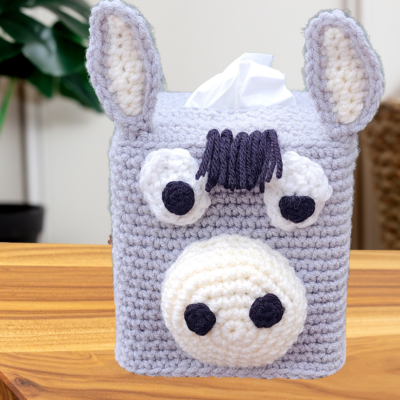 Donkey Tissue Box Cover by Lisa Ferrel/My Fingers Fly